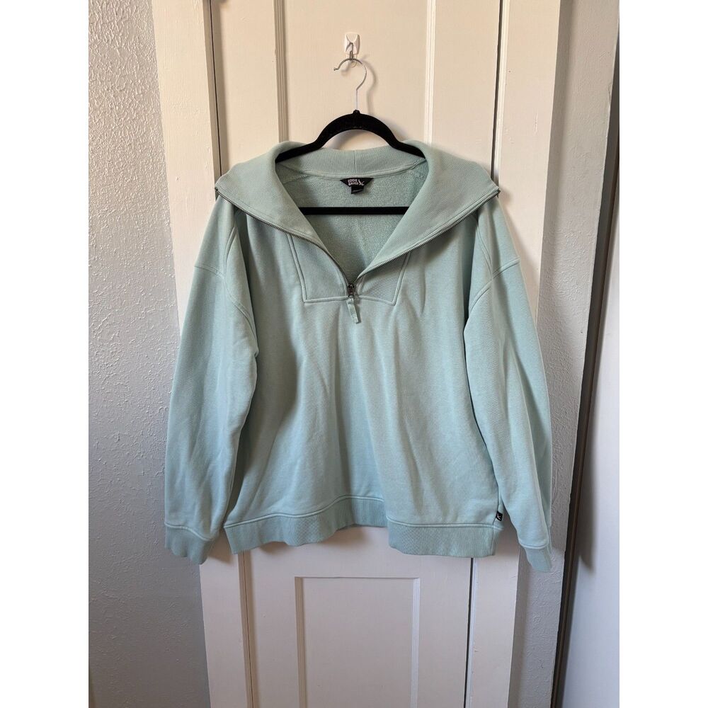 Eddie Bauer XL Mint Green Seafoam Quarter Zip French Terry Pullover Sweatshirt